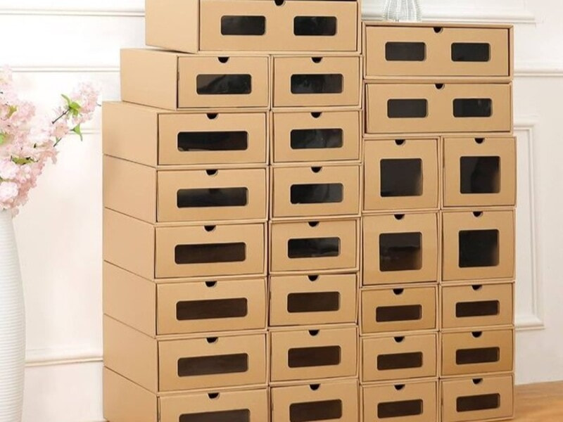 Cách bước hô biến thùng carton cũ thành kệ đựng giày