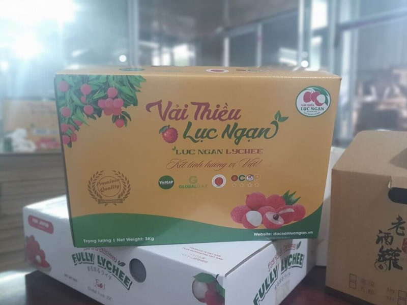 thùng carton đựng vải, thùng giấy carton in offset đựng quả vải, hộp carton đựng vải, hộp giấy carton in offset đựng quả vải